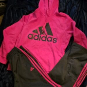 Adidas Kids Hot Pink Hoodie with Black Logo